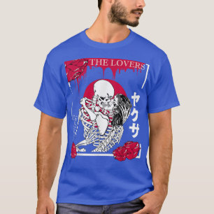 Camiseta The Lovers Skeletons Japanese Kanji Red Flower Ros