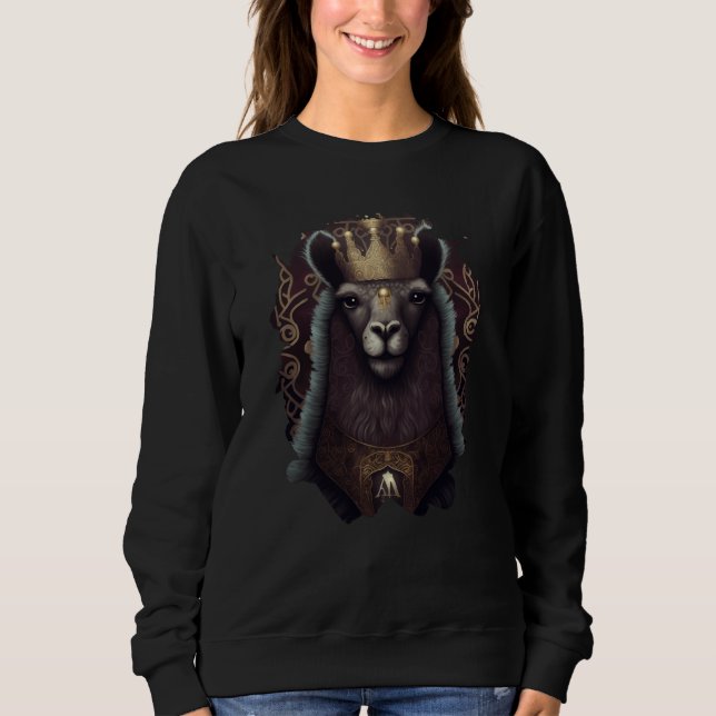 Camiseta The majestic alpaca king with a crown (Frente)