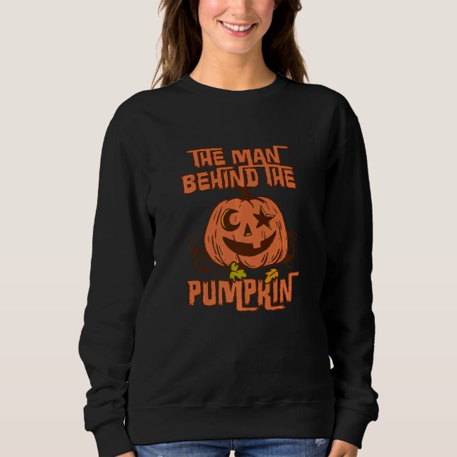 Camiseta The Man Behind The Pumpkin Halloween Pregnancy Rev (Frente)