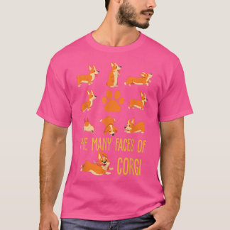 Camiseta The Many Faces of the Corgi For Dog Lover Cute Fun