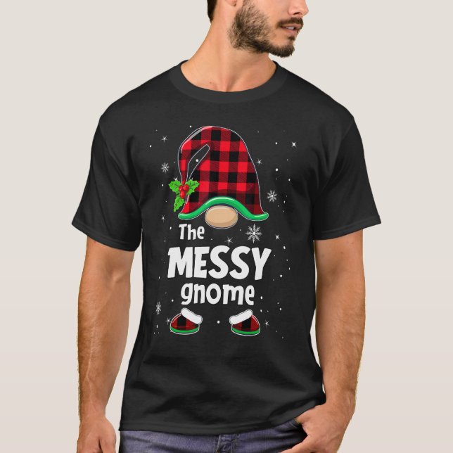 Camiseta The Messy Gnome Buffalo Plaid Christmas Matching F (Frente)