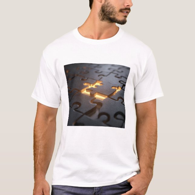Camiseta The Missing Piece - Glowing Conceptual Puzzle Art (Frente)