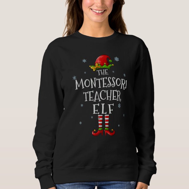 Camiseta The Montessori Teacher Elf Squad  Matching Christm (Frente)