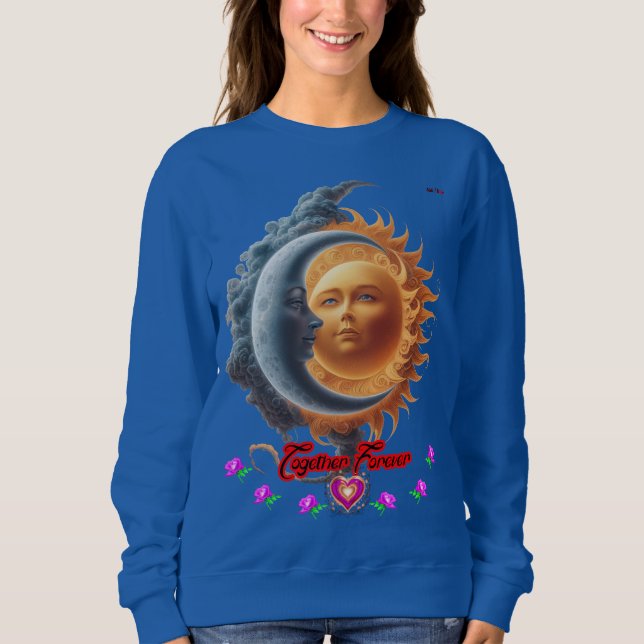 Camiseta The Moon and the Sun together on a Blue Navy (Frente)