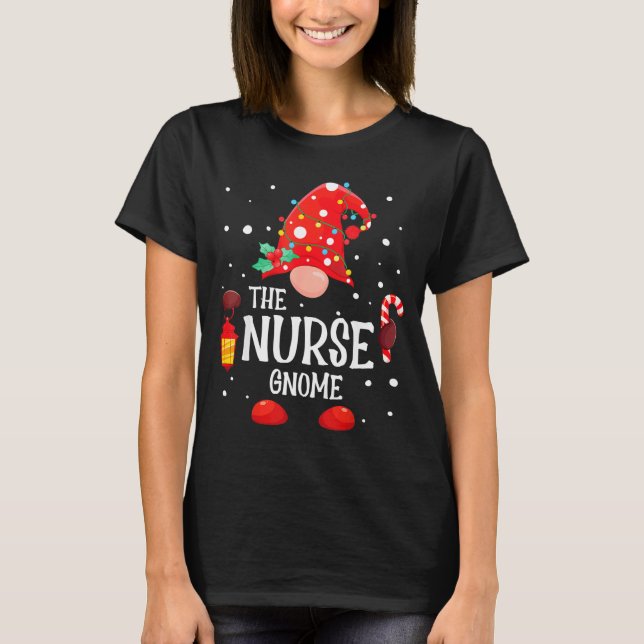 Camiseta The Nurse Gnome Matching Family Christmas Gnome Pa (Frente)