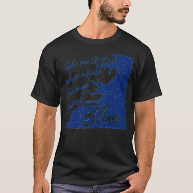 Camiseta The Old North State - Map Turns Blue NC (Frente)