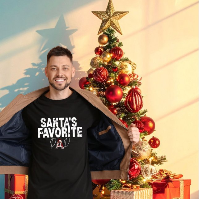 Camiseta The Perfect Gift for Dad: "Santa's Favorite Dad"  (Criador carregado)