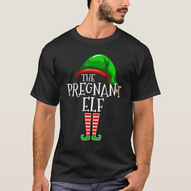Camiseta The Pregnant Elf   Family Matching Group Christmas (Frente)