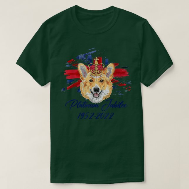 Camiseta The Queen funny royal corgi dog Platinum Jubilee f (Frente do Design)