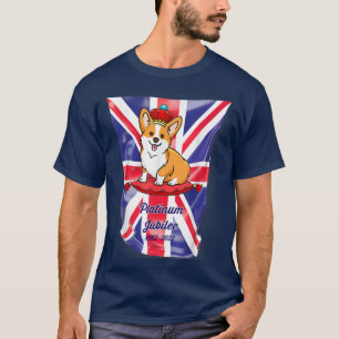 Camiseta The Queen Platinum Jubilee Corgi Falg With Crown D