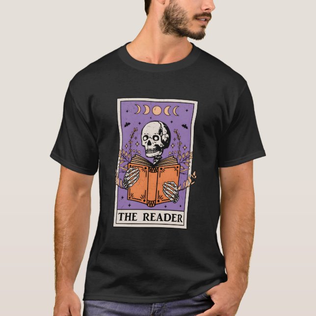 Camiseta The Reader Tarot Card Skeleton Reading Book Bookis (Frente)