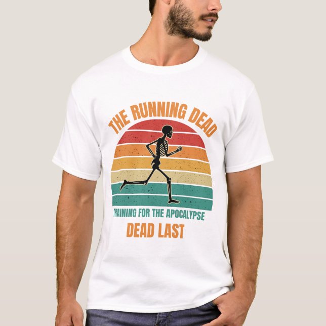 Camiseta The Running Dead - Pai Esqueleto Engraçado Corrend (Frente)