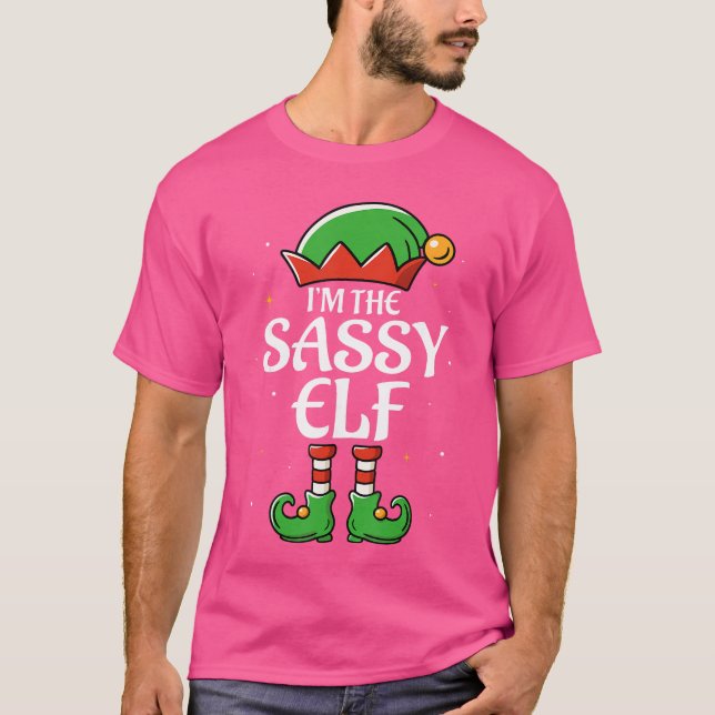 Camiseta The Sassy Elf for Girls Boys Women Men Matching Ch (Frente)