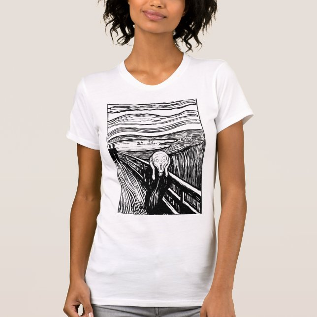 Camiseta The Scream by Edvard Munch – Black Line Art (Frente)
