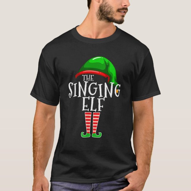 Camiseta The Singing Elf Group Matching Family Christmas Gi (Frente)