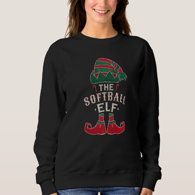 Camiseta The Softball Elf Cute Ugly Christmas Sweater Famil (Frente)