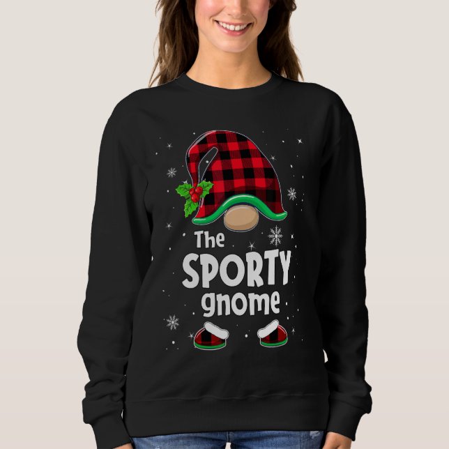 Camiseta The Sporty Gnome Buffalo Plaid Christmas Matching  (Frente)