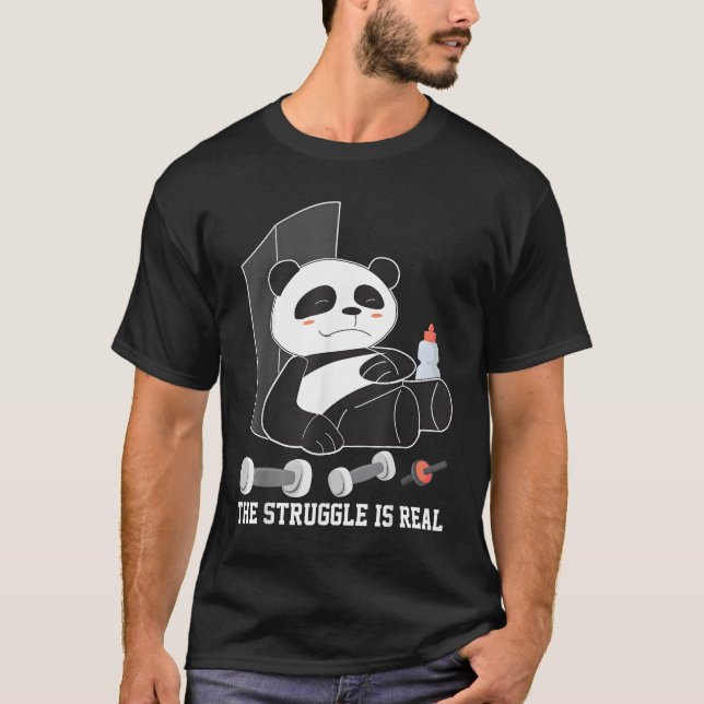Camiseta The Struggle Is Real Lazy Panda Panda (Frente)