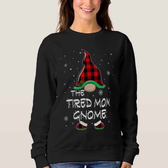 Camiseta The Tired Mom Gnome Red Buffalo Plaid Christmas Pa (Frente)