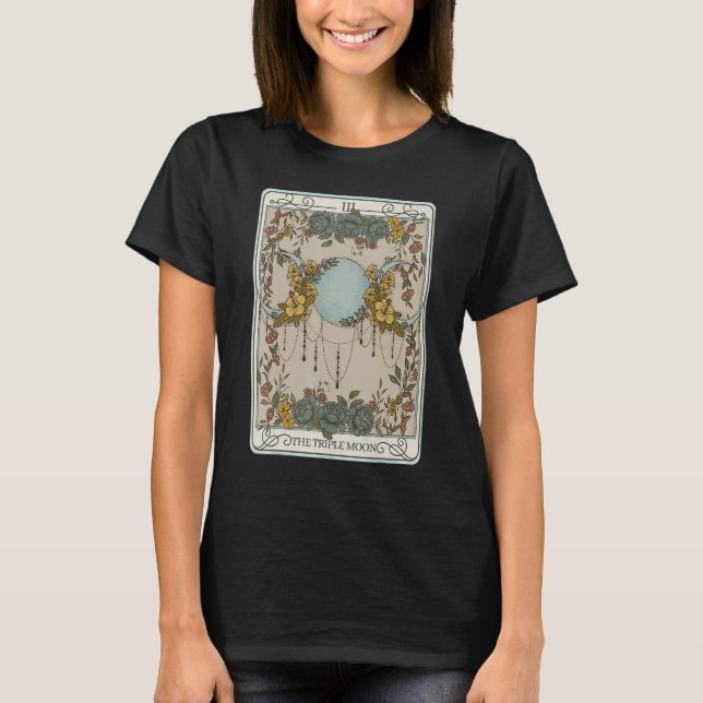 Camiseta The Triple Moon Tarot Card Floral Crescent Moon Ae (Frente)