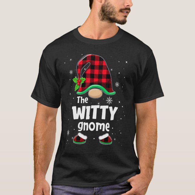 Camiseta The Witty Gnome Buffalo Plaid Christmas Matching F (Frente)