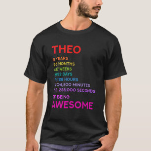 Camiseta Theo 8º Aniversário 8 Anos 96 Meses 417 semanas