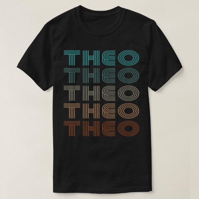 Camiseta Theo Retro First Name Design (Frente do Design)