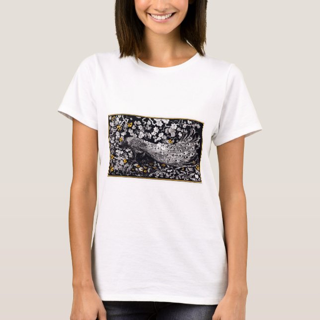 Camiseta Theo Van Hoytema Retro Peacock Clip Art Black and (Frente)