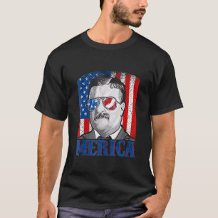 Camiseta Theodore Roosevelt 4 De Julho Homens Usa Bandeira 