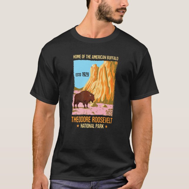 Camiseta Theodore Roosevelt North Dakota Us National Park V (Frente)