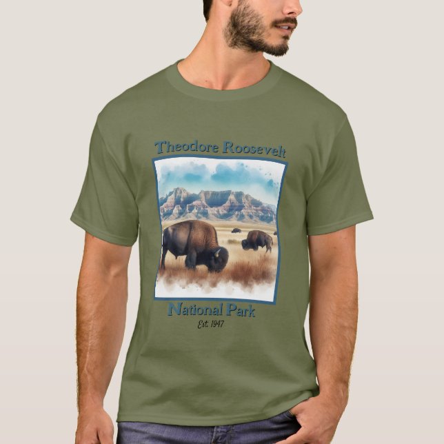 Camiseta Theodore Roosevelt Parque Nacional Bison Souvenir (Frente)