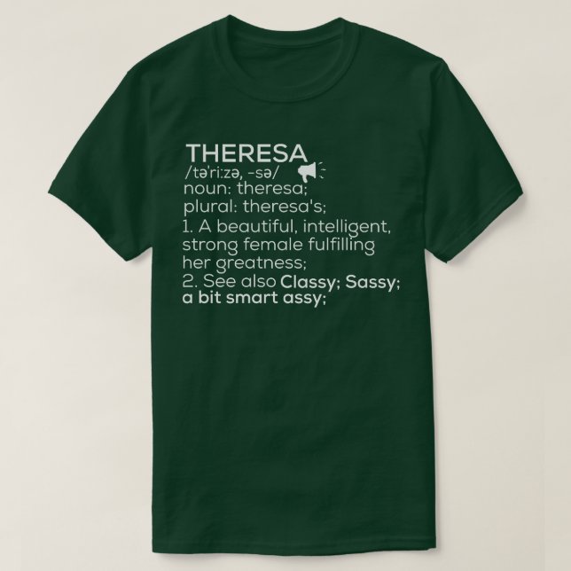 Camiseta Theresa Name Definition Theresa Nome feminino 1 (Frente do Design)