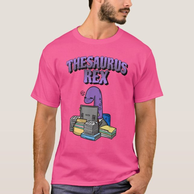 Camiseta Thesaurus Rex Dinossaur Nerdy Word Pun (Frente)