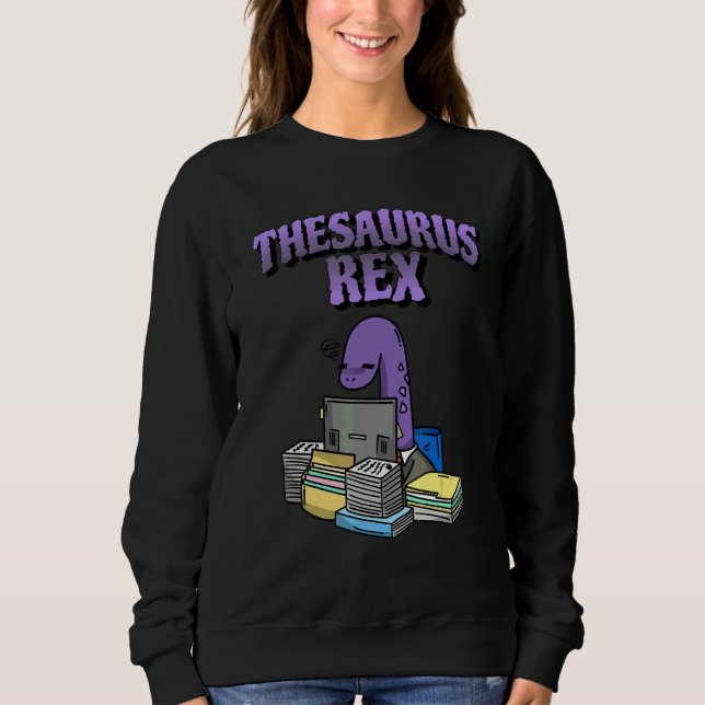 Camiseta Thesaurus Rex  Dinossauro Nerdy Trocadilho (Frente)