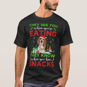 Camiseta They See You Eating Christmas Reindeer Santa Beagl
