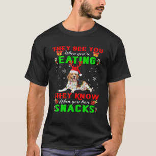 Camiseta They See You Eating Christmas Reindeer Santa Beagl