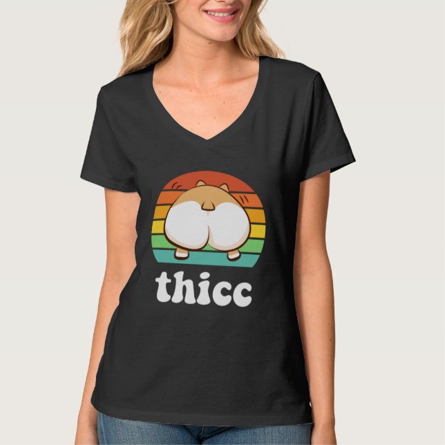Camiseta Thicc Corgi Extra Thick Dogs Cute Workout Lifting (Frente)