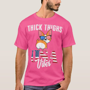 Camiseta Thick Thighes USA Vibes 4 de julho Corgi Patriotic