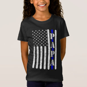 Camiseta Thin Blue Line Papa Vintage Polícia Americana Band
