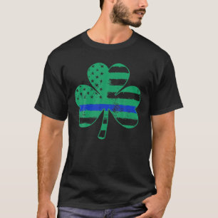 Camiseta Thin Blue Line - Polícia irlandesa de Shamrock pre