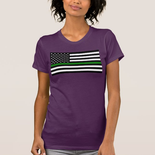 Camiseta Thin Green Line Military & Veterans American Flag (Frente)