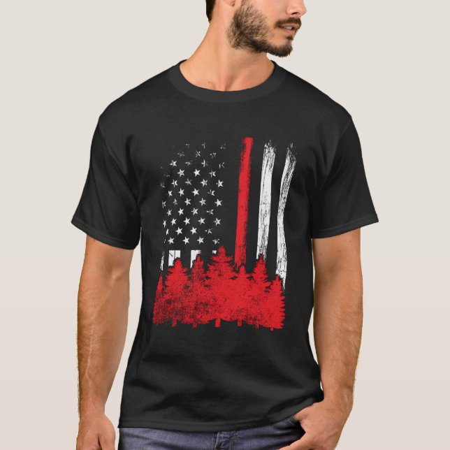 Camiseta Thin Red Flag Wildland Firefighter (Frente)