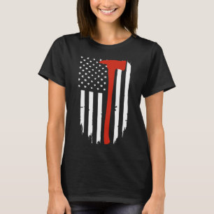 Camiseta Thin Red Line Ax American Flag Patriot Firemoon