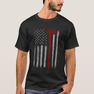 Camiseta Thin Red Line Patriotic Firefighter Usa Flag Ax F