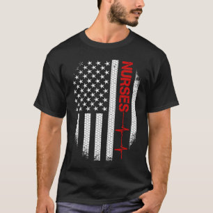 Camiseta Thin Red Line USA Flag Nurse Nurse Patriotic
