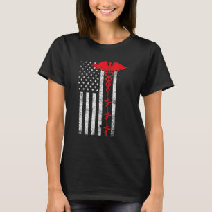 Camiseta Thin Red Line Usa Sinalizador Norte-Americano Enfe