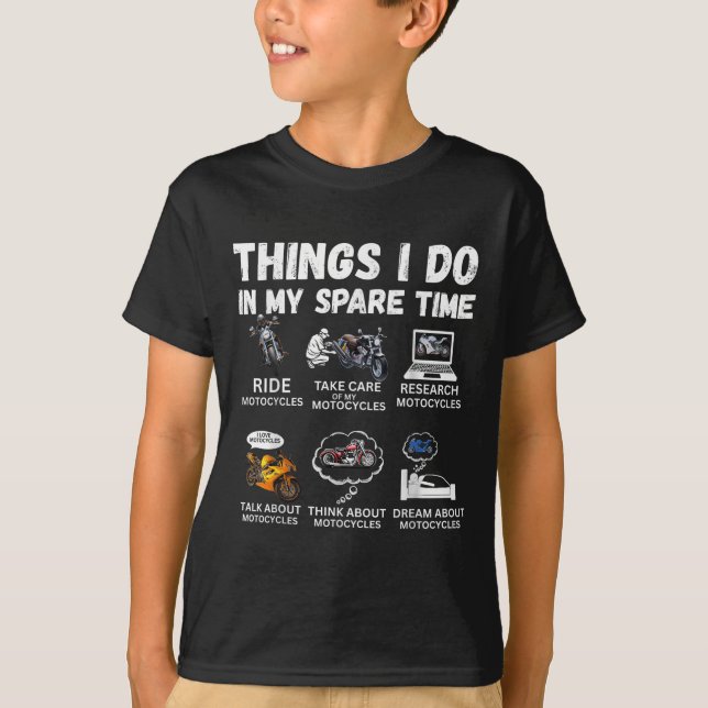 Camiseta Things I Do In My Spare Time Biker Motorcycle Ride (Frente)
