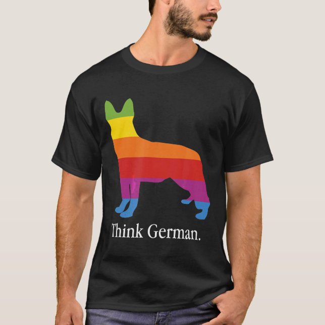 Camiseta Think German Shepherd  Dog Owner Pop Tech Cult Say (Frente)