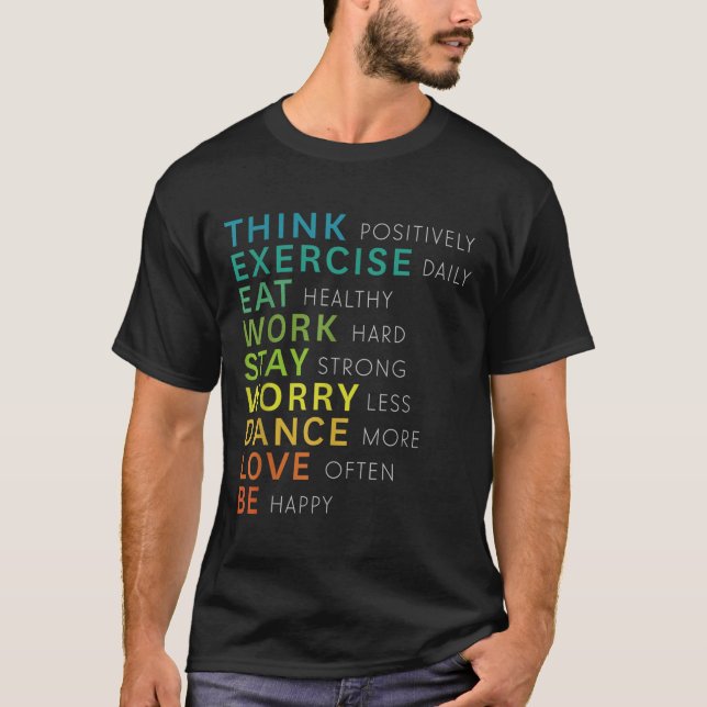 Camiseta Think Sitive Affirmation Insrational Motivational  (Frente)