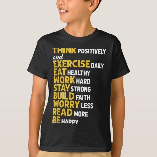 Camiseta Think Sitively Exercise Daily Gym Workout Motivati (Frente)